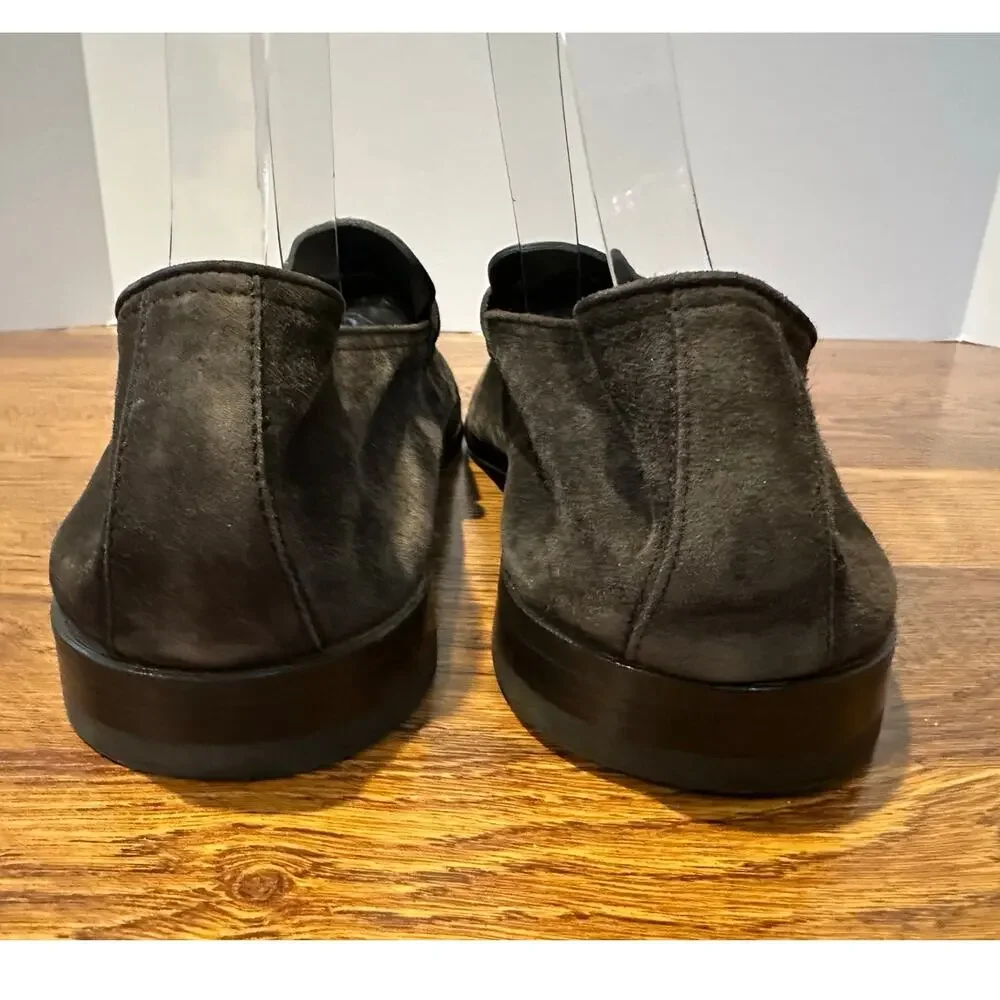 Zegna Men's L'Asola Suede Penny Loafer Charcoal Size 11.5 $1000 Luxury Style